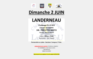 Challenge LE BER le dimanche 2 juin à LANDERNEAU en triplette mixte 