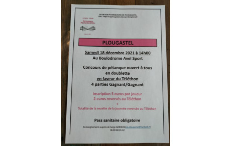 resultats du concours en faveur du telethon du 18/12/21